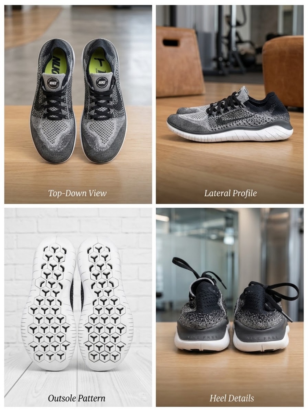 Women’s Nike Free RN Flyknit Running Shoes - Black/Gray